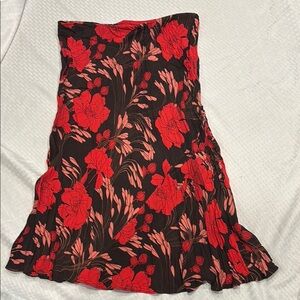 Chic Black and Red Floral A-Line Skirt